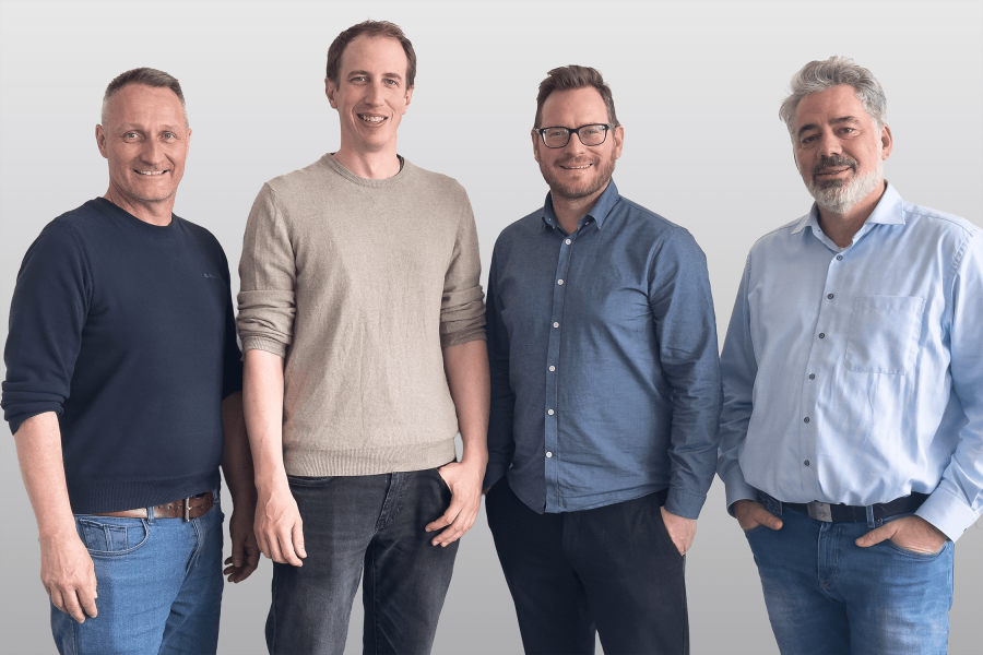 Marco Pagani zum Co-Direktor der PROSE-Geschäftseinheit Schweiz ernannt, abgebildet mit Lukas Müller, Rolf Mühlemann und Jochen Helmlinger, CEO.